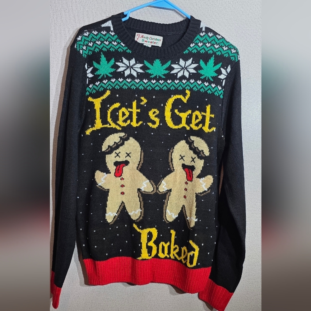 Festive Black and Red Gingerbread Sweater